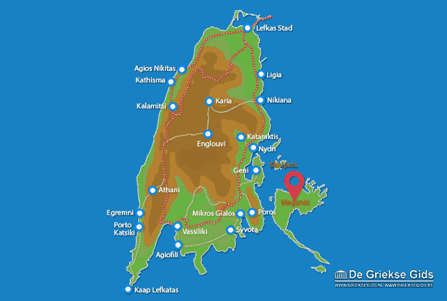 Map of Meganisi (island)