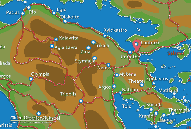 Map of Corinth Canal