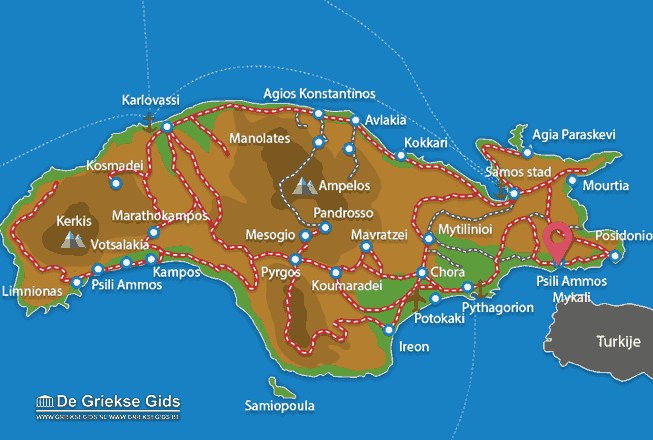 Map of Psili Ammos Mykali